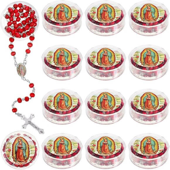 Red Virgen De Guadalupe Scented Rosary Necklace Beads with Box for Catholic Even - Picture 1 of 7